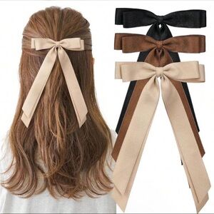 Set of 3 Neutral Bow Hair Clips